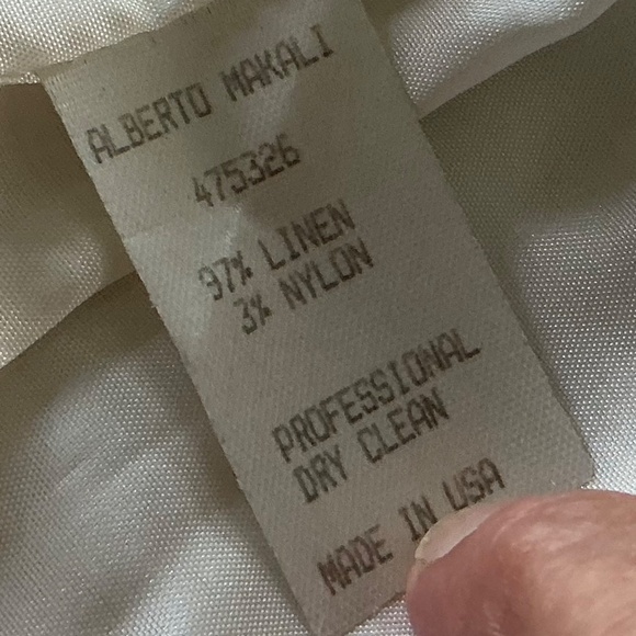 Alberto Makali Size 10 Cream Tan Linen Jacket Blazer Abstract Print USA Made - Picture 13 of 14